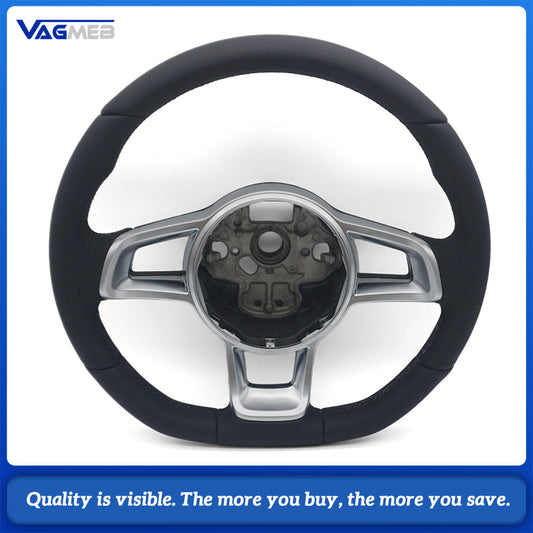 Steering wheel with button frame genuine leather black stitching for VW Golf MK7 GTI