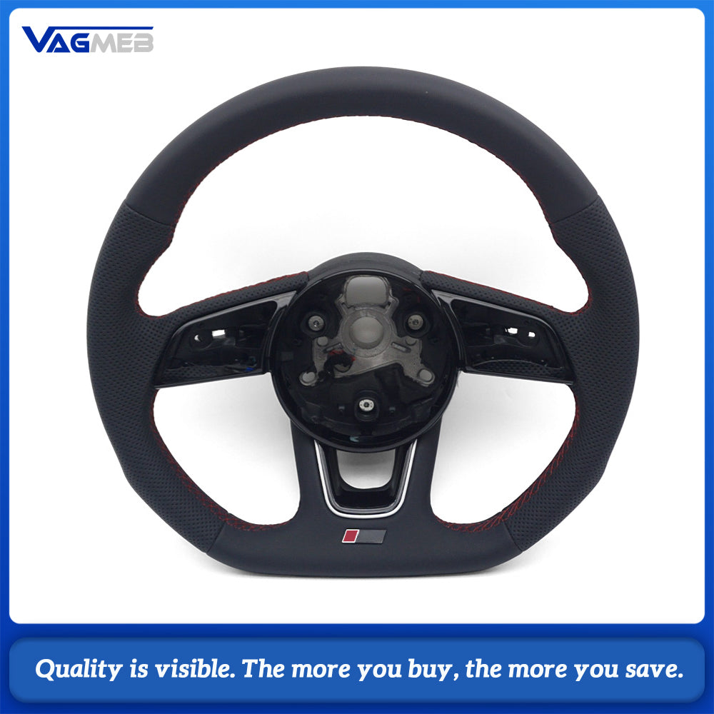For Audi A4 B9 RS Sport Steering Wheel With Heating Function Red Contrast Stitch Without Paddle Shifter