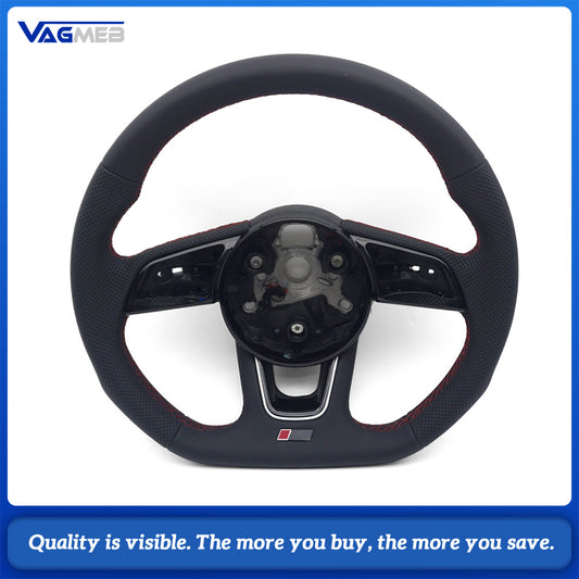 For Audi A4 B9 RS Sport Steering Wheel With Heating Function Red Contrast Stitch Without Paddle Shifter