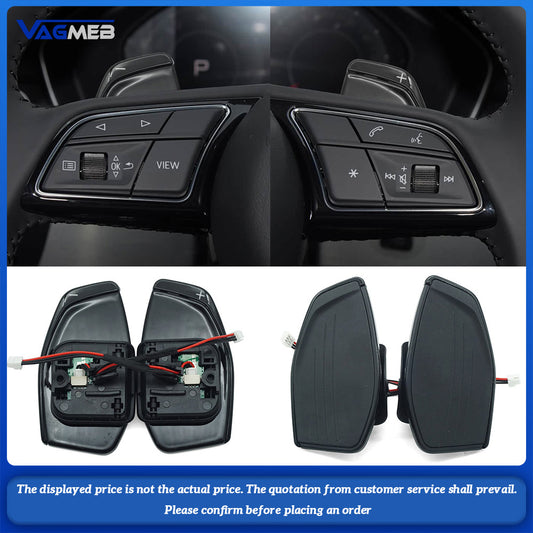 For Audi A4 B9 A3 S3 A5 A6 C8 with metal shift paddles and extended shift cover for steering wheel paddles
