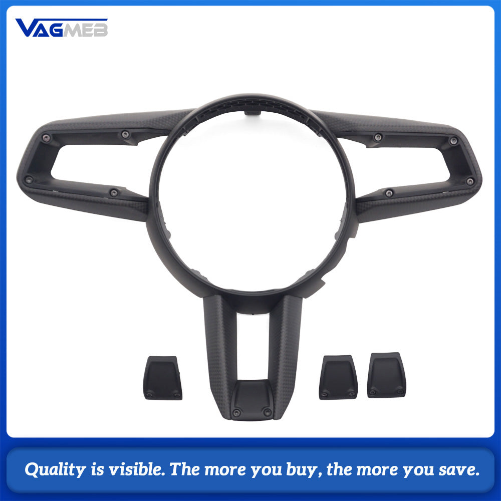 Glossy Carbon Fiber Steering Wheel Trim Middle Cover For 911 981 991 991.2 992 996 970 997 Cayenne 958 Panamera Macan