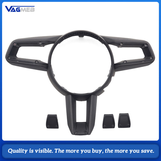 Glossy Carbon Fiber Steering Wheel Trim Middle Cover For 911 981 991 991.2 992 996 970 997 Cayenne 958 Panamera Macan