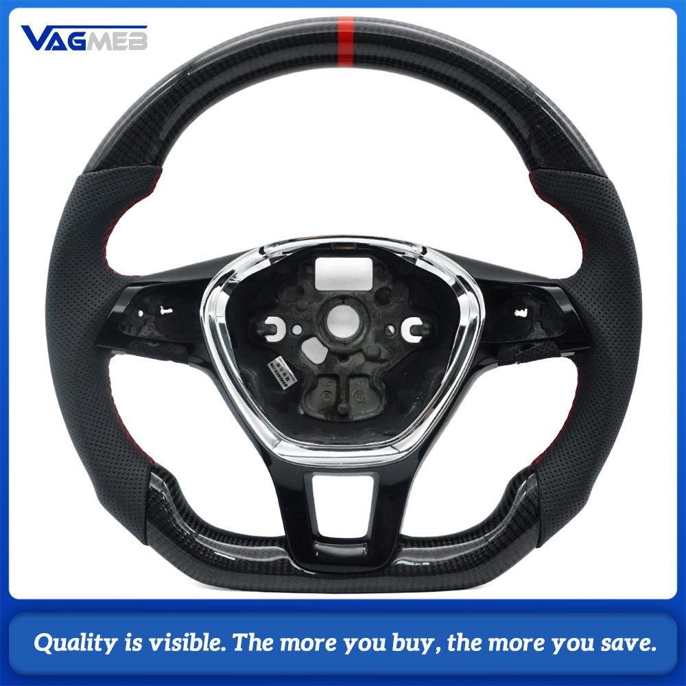 Carbon Fiber Semi Perforated Sports Steering Wheel,For VW GOLF 7 MK7 Transporter T6