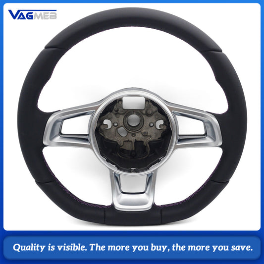 Steering wheel with button frame genuine leather purple stitching for Volkswagen Golf 7 GTI