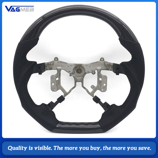 For Toyota Vego Sport Steering Wheel Carbon Fiber Trim Semi-Perforated Leather Black Stitching