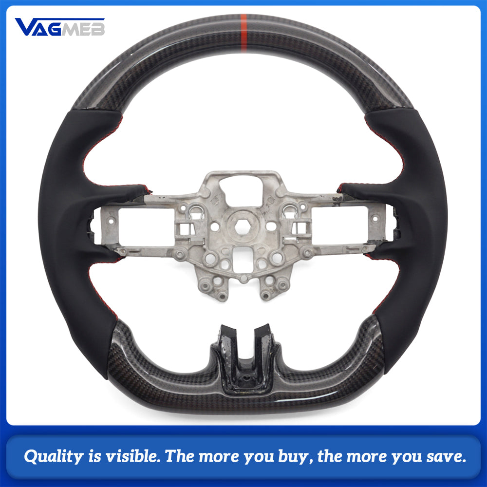 For Ford Mustang 2015 2016 2017 2018 2019 2020 2021 2022 Hydro-Dip Carbon Fiber Steering Wheel Perforated Leather Racing Wheel