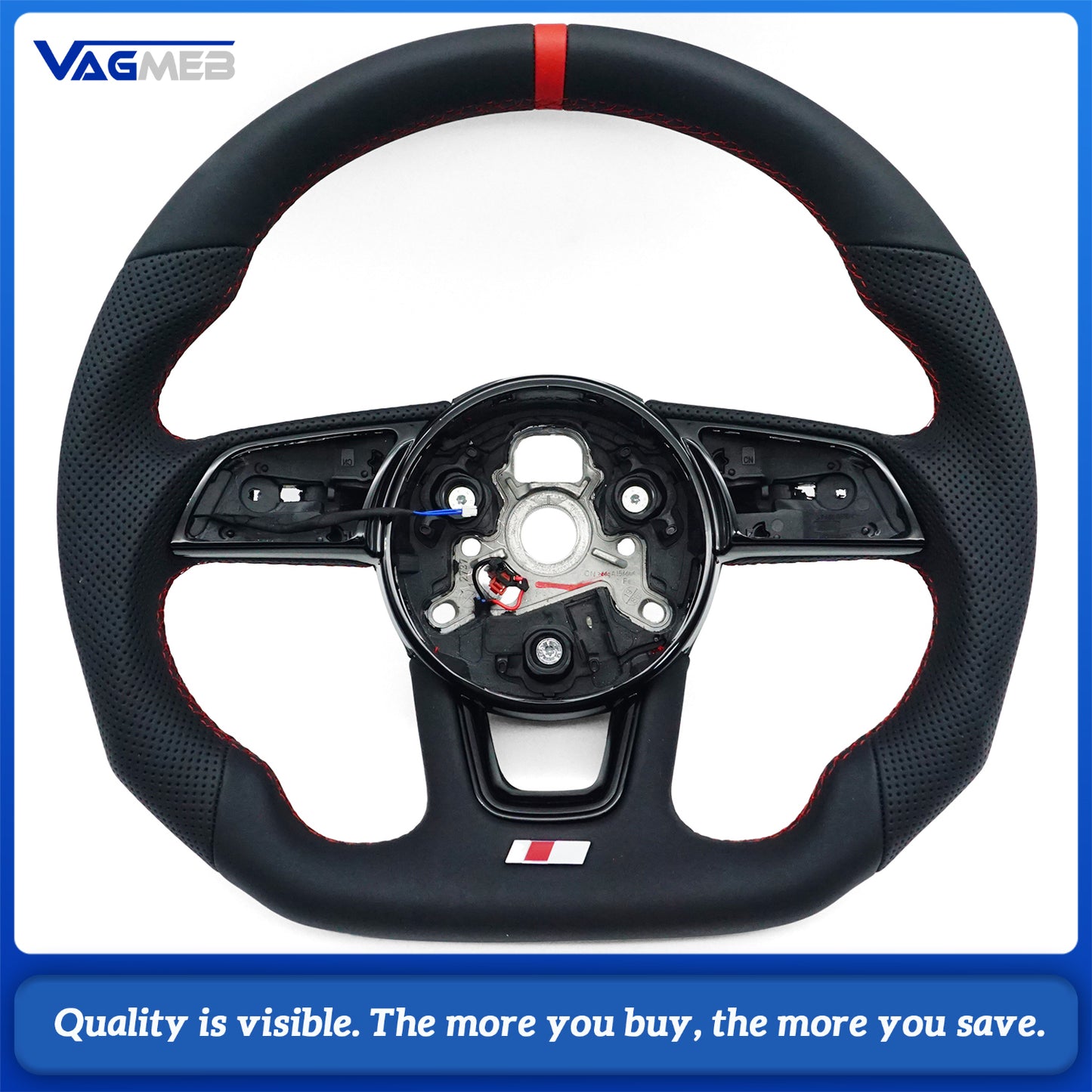 Heated steering wheel suitable for Audi A4 B9 S3 RS4 RS5 A3 A5 S3 S4 S5 2017-2024 leather flat bottomed steering wheel