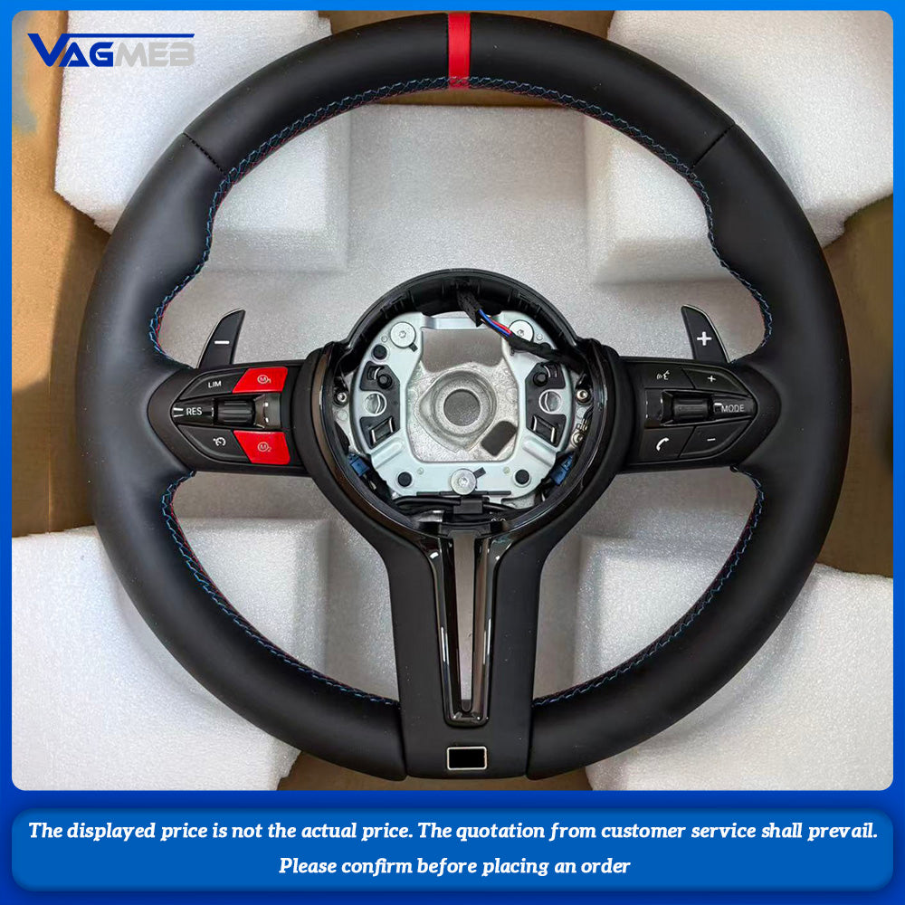 With red M1 M2 Button M Sport Steering Wheel for BMW F07 F10 F11 F12 F20 F21 F22 F25 F26 F30 F31 F32 F33 F34 F36 M3 F80 M4 F82