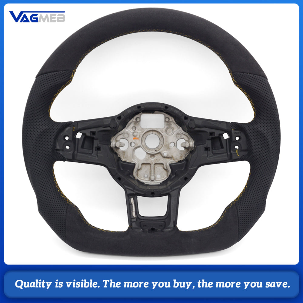Suitable for Volkswagen Golf MK7 R GTI GTD Polo GTI Scirocco 2015 2016 T-ROC, leather semi perforated material steering wheel