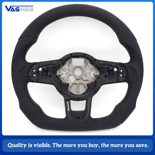 Suitable for Volkswagen Golf MK7 R GTI GTD Polo GTI Scirocco 2015 2016 T-ROC, leather semi perforated material steering wheel
