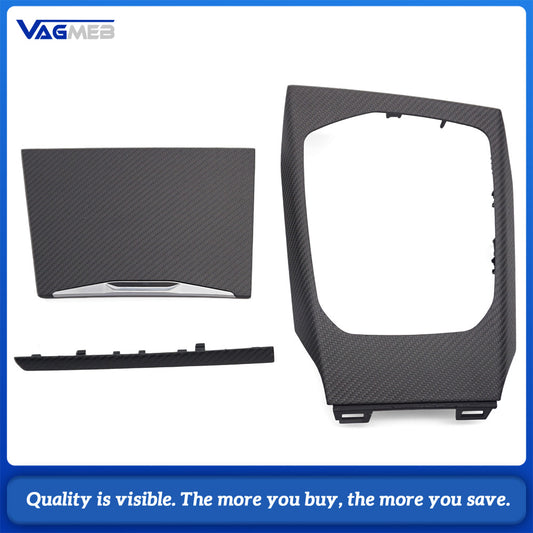 For BMW 20-25 Models Center Console Gear Shift Trim Frame Dry Carbon Fiber Trim Strip Storage Compartment Panel 3-Piece Set