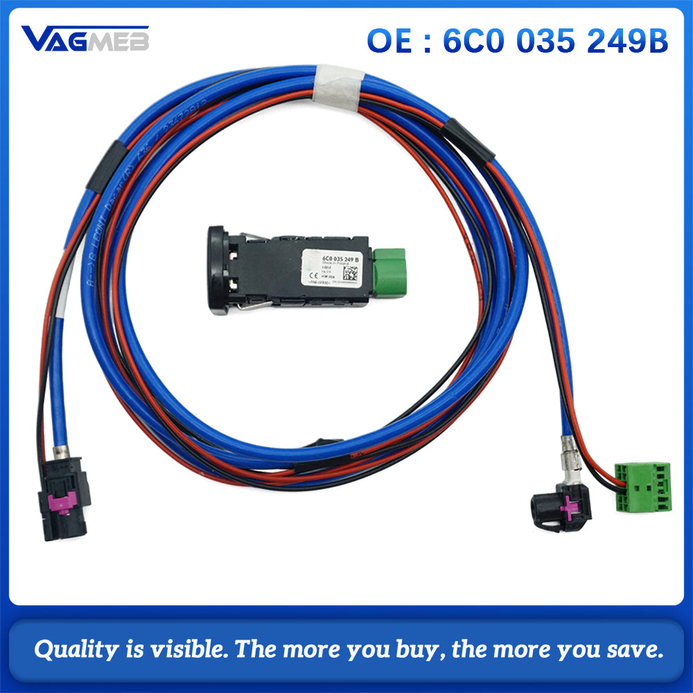 For VW Golf convertible PoloDerbyVento IND Sharan Multivan Scirocco AlhambraUSB socket AUX IN socket 6C0 035 249 B