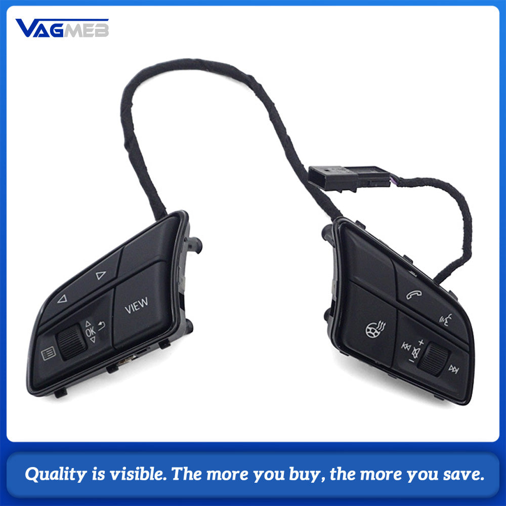 For Audi A4 B9 Glossy Black Multifunction Steering Wheel Buttons Heated Version Car Steering Control Switch Modification Parts