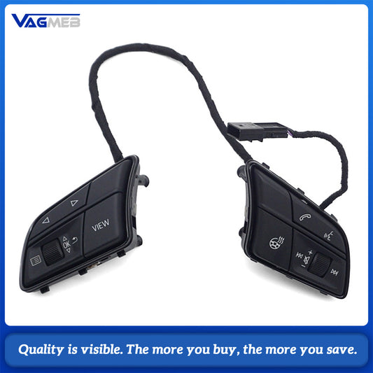 For Audi A4 B9 Glossy Black Multifunction Steering Wheel Buttons Heated Version Car Steering Control Switch Modification Parts