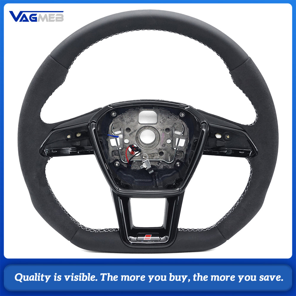 The heated steering wheel is suitable for Audi A6 C8 A7 painted black perforated leather steering wheel, Car Accessories