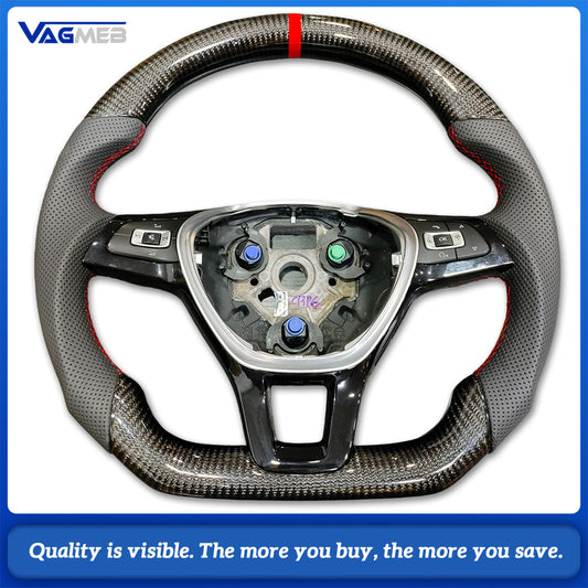Carbon Fiber Steering Wheel For VW Volkswagen Tiguan Sharan Caddy Polo Jetta