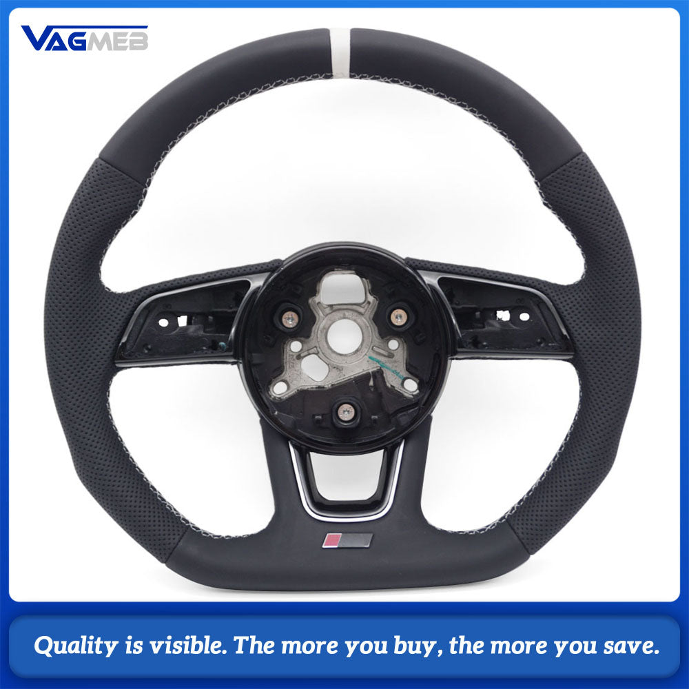 For Audi A4 B9 Sports Style Semi-perforated Leather Steering Wheel - Fit