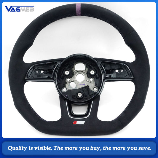 Alcantara steering wheel for Audi A4 B9  models material top purple leather stripe