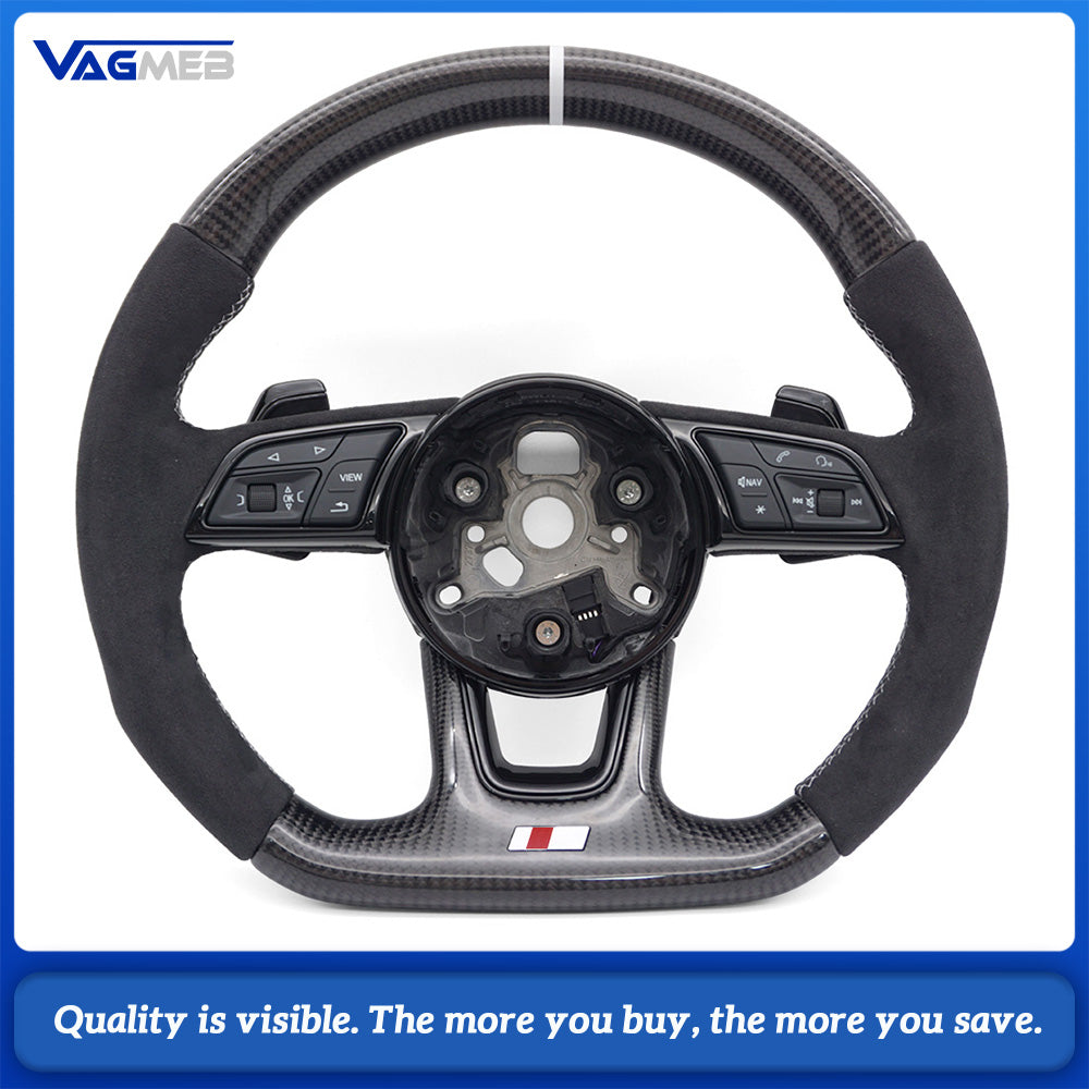 Suitable for Audi A3 A4 B9 RS3 S3 RS4 S4 A5 S5 for Alcantara material production of carbon fiber steering wheel