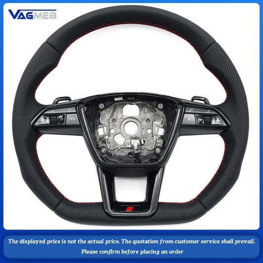 For Audi A6 C8 Semi Perforated Painted Black Semi Perforated Flat Bottomed Sports Steering Wheel