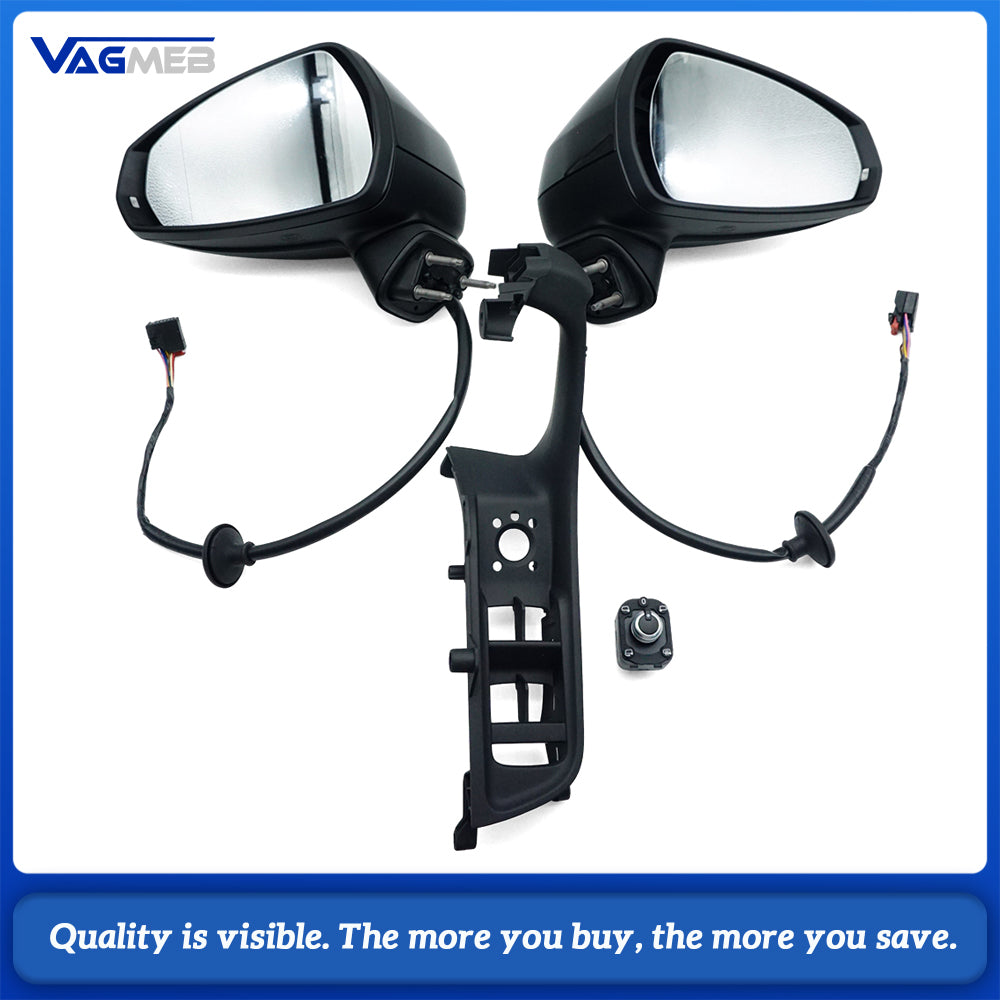 Power Folding Heated Side Mirror Assembly (Black Housing) for 2018 Audi A3 Limousine Car Door Mirror Replacement
