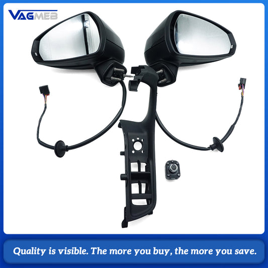 Power Folding Heated Side Mirror Assembly (Black Housing) for 2018 Audi A3 Limousine Car Door Mirror Replacement