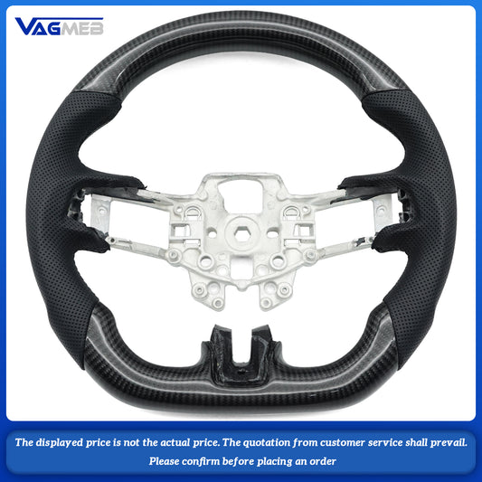 Carbon fiber perforated leather sports steering wheel for Ford Mustang 2018-2022 carbon fiber steering wheel, Car Accessories