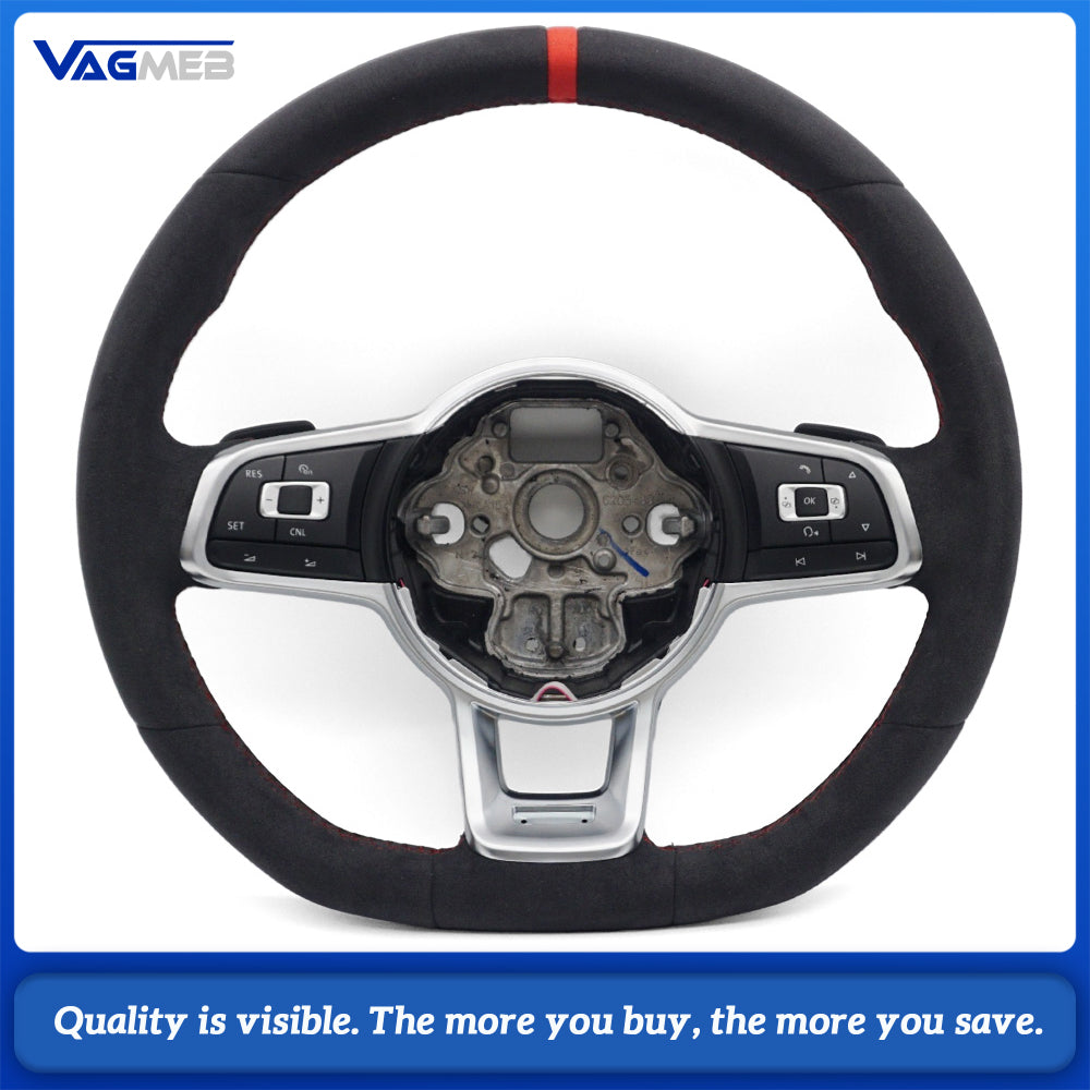 Full suede with red stitching & red center marker Steering Wheel For VW Golf 7 MK7 Polo gti 7 jetta passat R-Line Golf 6 CC