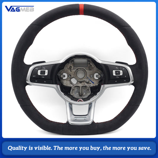 Full suede with red stitching & red center marker Steering Wheel For VW Golf 7 MK7 Polo gti 7 jetta passat R-Line Golf 6 CC