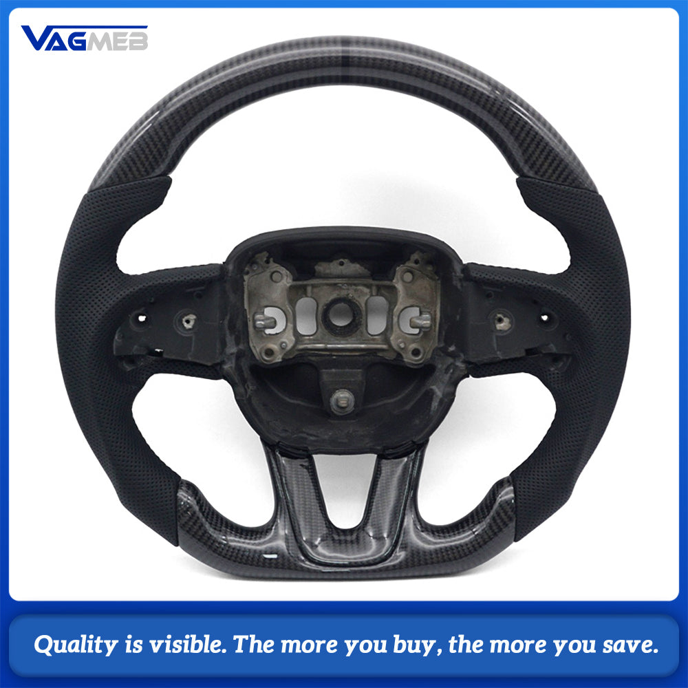 Real Carbon Fiber Steering Wheel for Dodge Challenger Charger Hellcat 2015-2022, Sport Car Interior Accessory