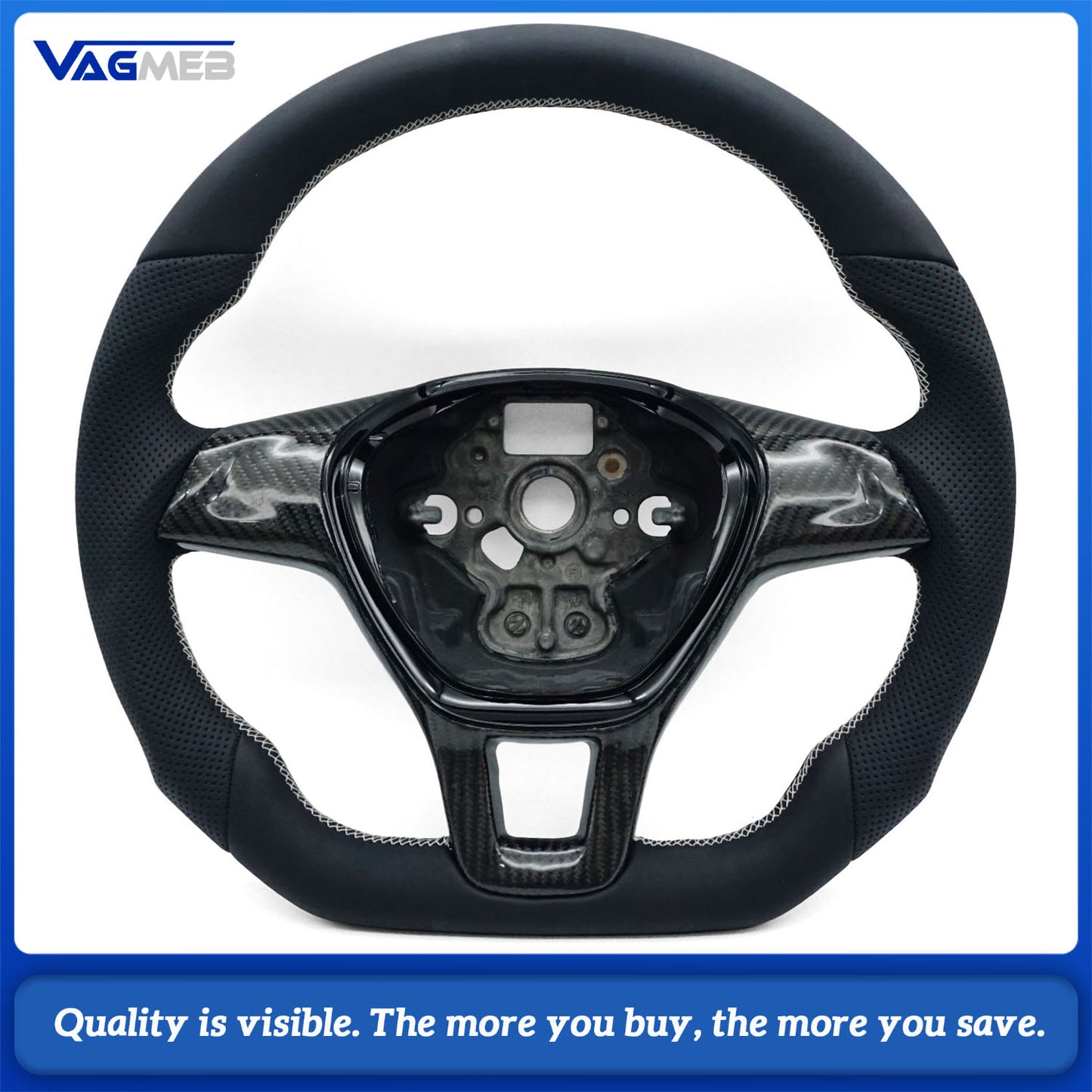 Carbon Fiber Semi Perforated Sports Steering Wheel,For VW GOLF 7 MK7 Transporter T6