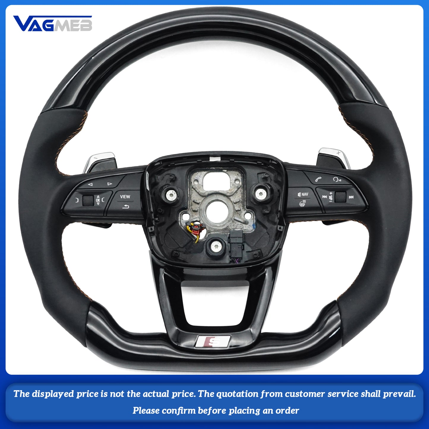Alcantara leather steering wheel with paddle shifters and heating for Audi Q5 FY