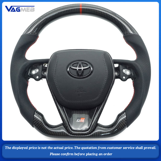 For Toyota Corolla half-hole red line carbon fiber steering wheel