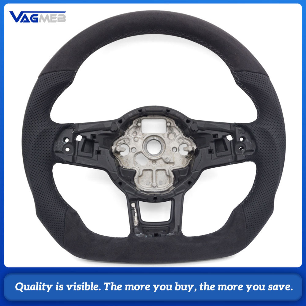 Suitable for Volkswagen Golf MK7 R GTI GTD Polo GTI Scirocco 2015 2016 T-ROC, leather semi perforated material steering wheel