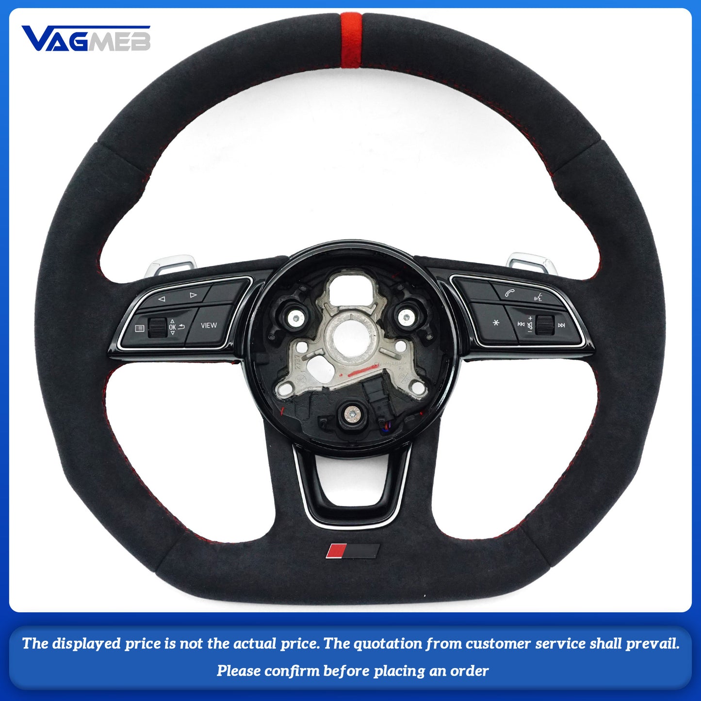 Suitable for Audi A4 B9 Fully Perforated Semi-Perforated Genuine Leather Suede Flats Steering Wheel Sports Version
