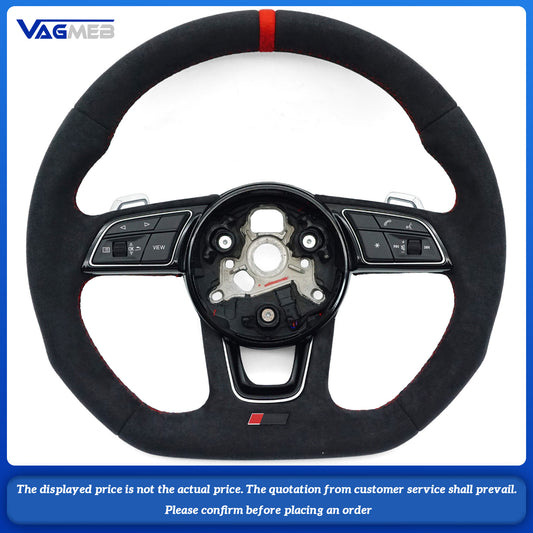 Suitable for Audi A4 B9 Fully Perforated Semi-Perforated Genuine Leather Suede Flats Steering Wheel Sports Version
