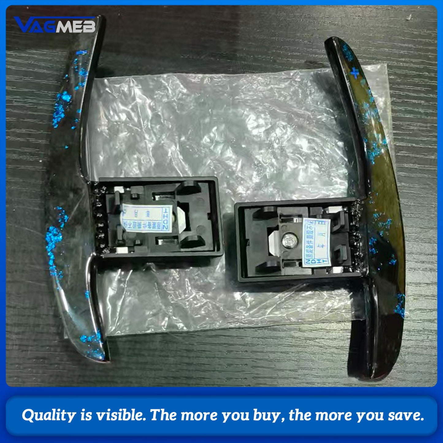 Customized blue patterned forged carbon fiber steering wheel shift paddles For BMW upgrade