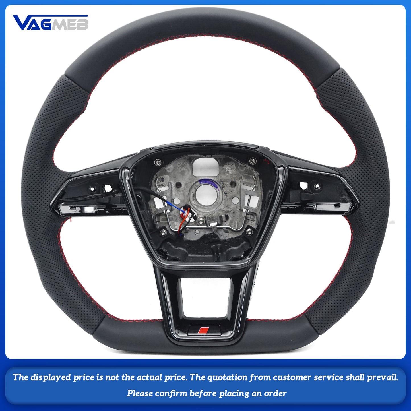 Heated steering wheel for AUDI A6 C8, painted black leather, RED  stitching multifunctional steering wheel, Car Accessories