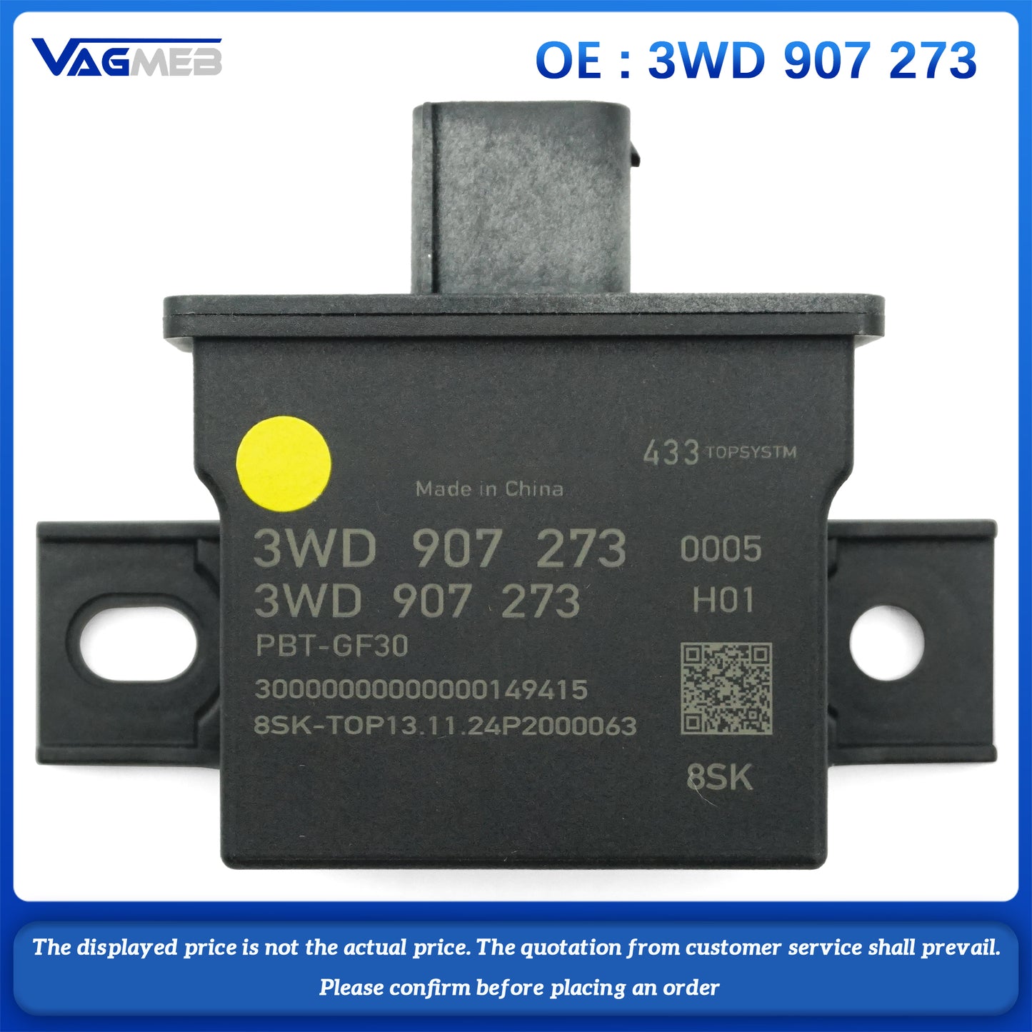 Tire Pressure Control System Module For VW TiguanL Passat B9 MK9 ID3 ID4 ID6 Tire Pressure Module  3WD 907 273