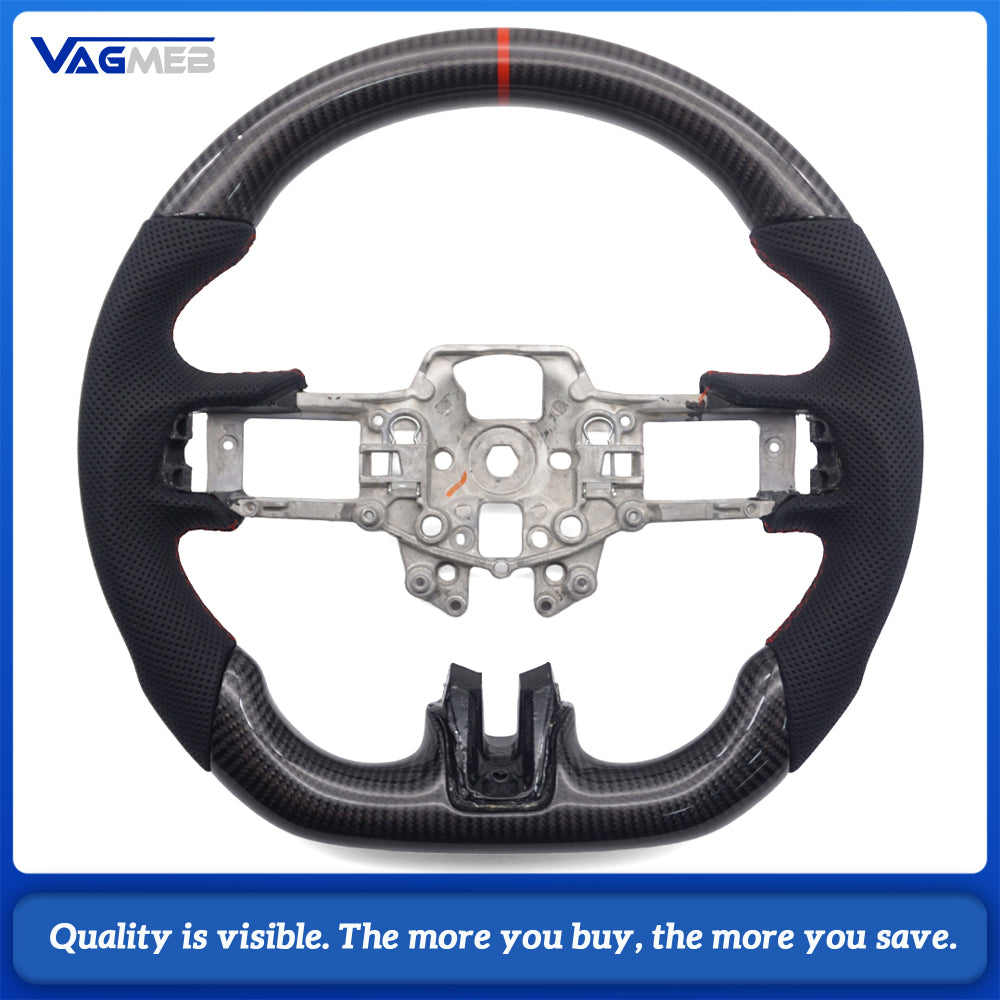 For Ford Mustang 2015 2016 2017 2018 2019 2020 2021 2022 Hydro-Dip Carbon Fiber Steering Wheel Perforated Leather Racing Wheel