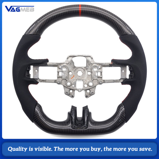 For Ford Mustang 2015 2016 2017 2018 2019 2020 2021 2022 Hydro-Dip Carbon Fiber Steering Wheel Perforated Leather Racing Wheel
