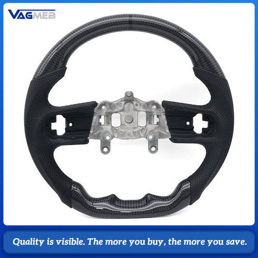 For Jeep Carbon Fiber Half Perforated Leather Steering Wheel Base, Black Stitching Black Centering Marker Car Steering Modification Replacement Part