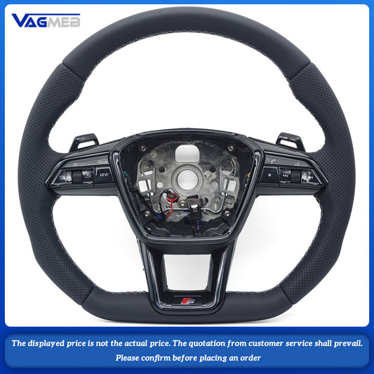 For Audi S LOGO A6C8 half-punched light gray line painted black with push-button heating steering wheel