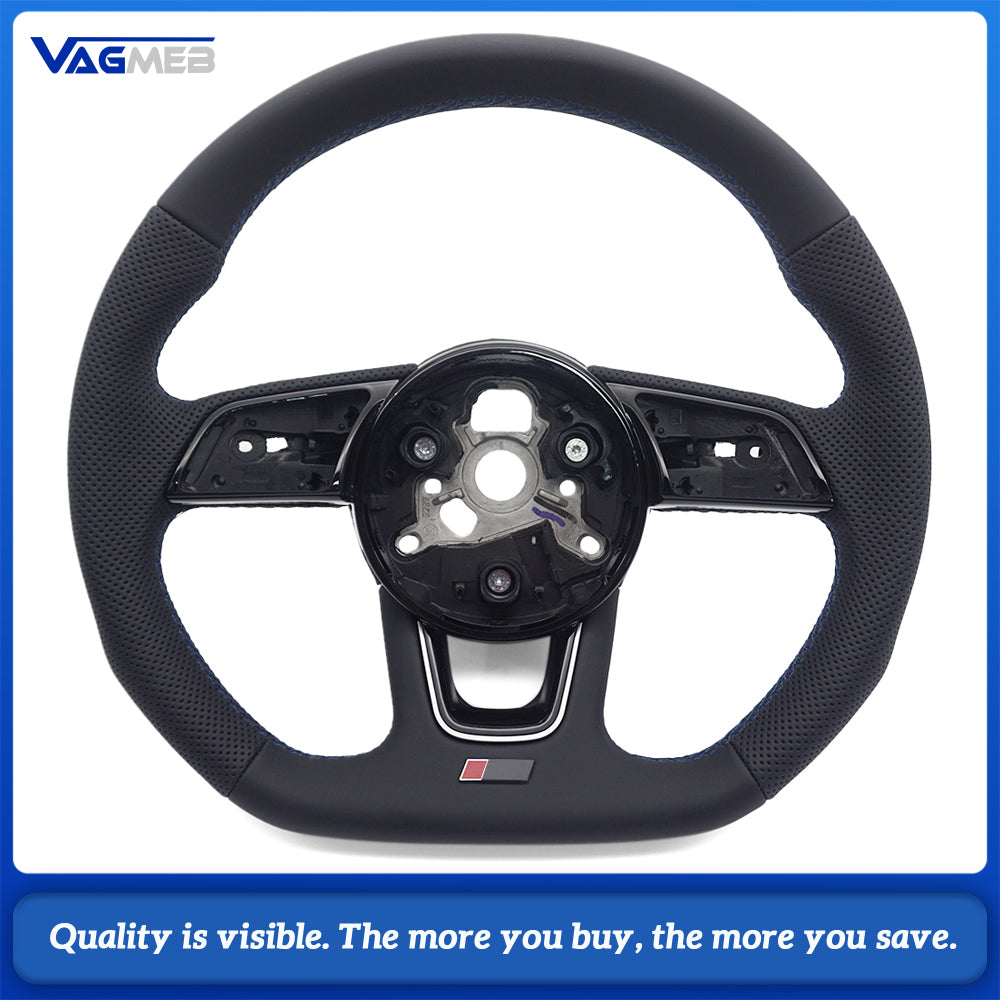 For Audi RS3 RS4 RS5 A3 8V A4 B9 A5 S3 S4 S5 Fully Perforated Leather Steering Wheel