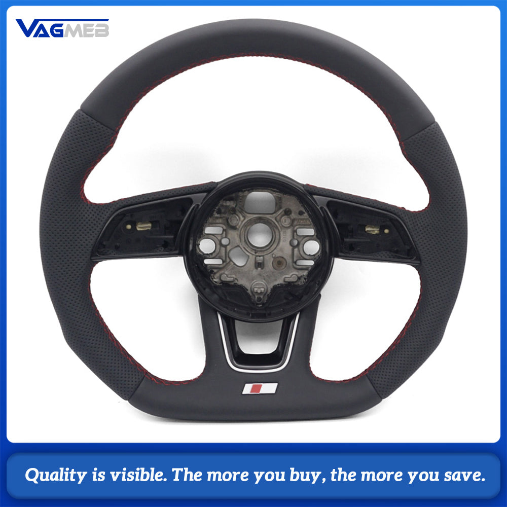 Car steering wheel for Audi A3 8Y perforated leather flat bottomed sports Redline steering wheel car accessories