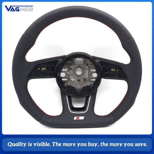 Car steering wheel for Audi A3 8Y perforated leather flat bottomed sports Redline steering wheel car accessories