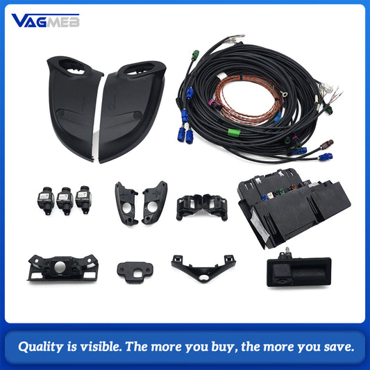 360 Surround View Camera Complete Kit For Audi A4 B9 Avant 2016, Area‑View Retrofit Set, 4‑Camera Bird View System, Plug‑Play Harness, Work With Original MMI Display