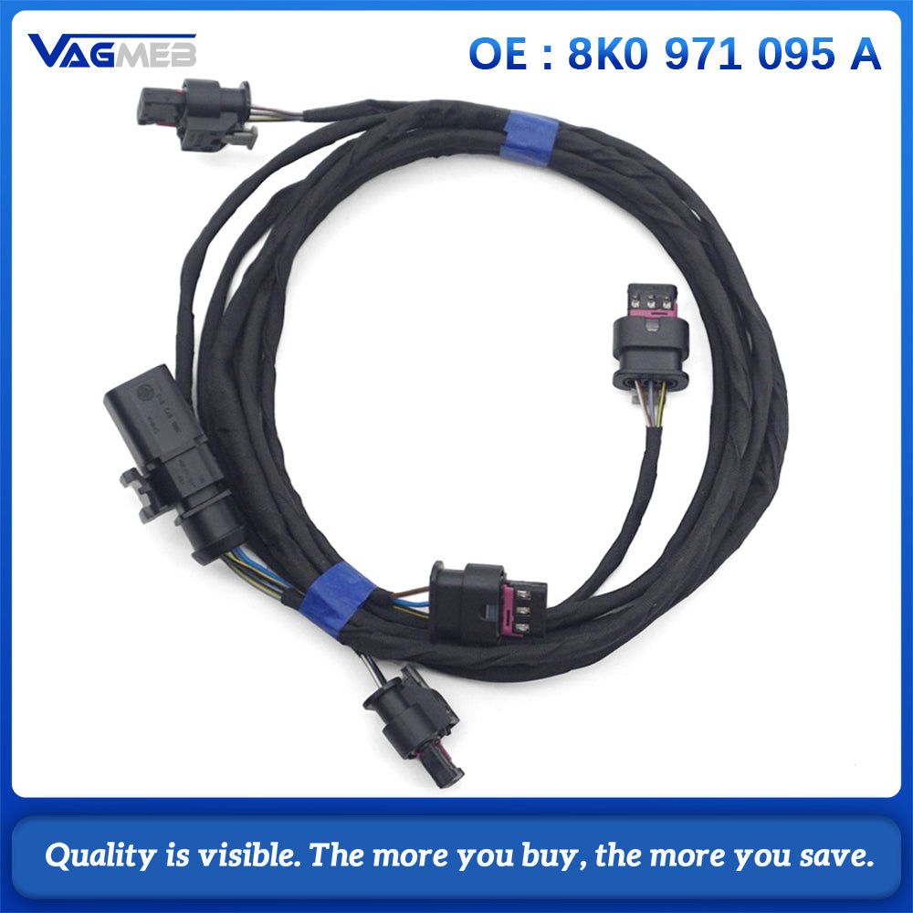 Front Bumper PDC Parking Distance Sensor Wiring Harness 8K0971095A Fit Audi A4 B8 S4 A5 Q5 2008-2015 Plug And Play Ultrasonic Radar Wire Loom Auto Parking Aid Repair Replacement Spare Parts