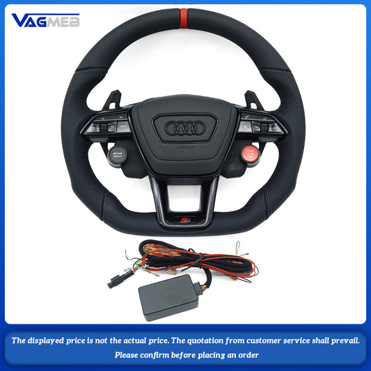 For Audi S logo A6C8, with black lines and R8 buttons on the steering wheel, without heating function