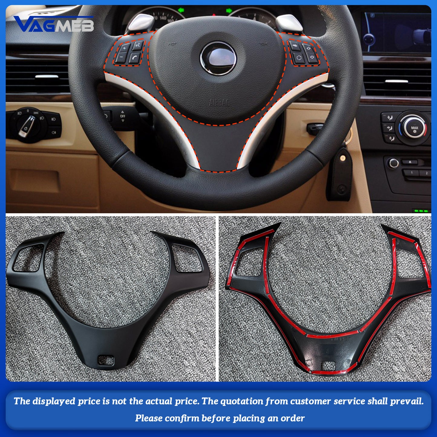 For BMW 1 3 Series E32 E87 E90 E92 E93 2005 - 2012 Steering Wheel Panel Sticker Cover Decoration Trim Moulding Accessories